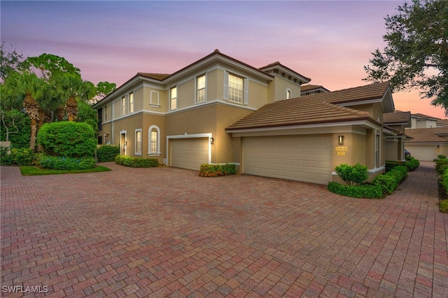 view of front of house with a garage