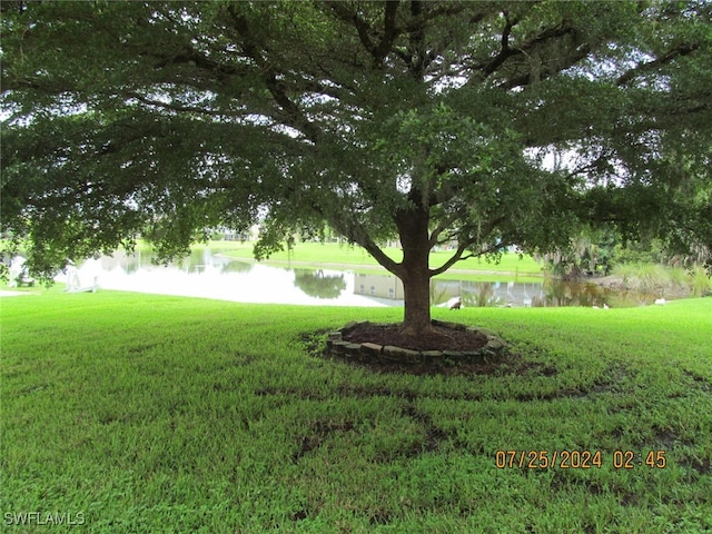 view of yard featuring a water view