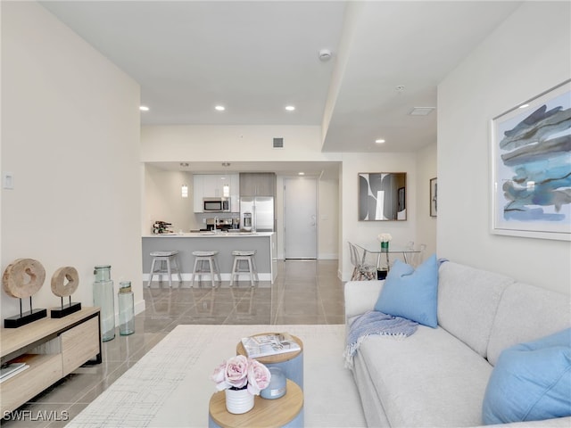 view of tiled living room