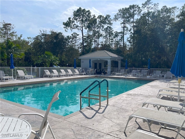 view of pool featuring a patio area