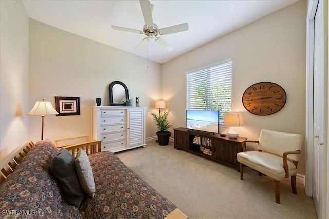 interior space with a closet and ceiling fan