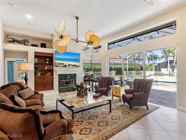 view of tiled living room