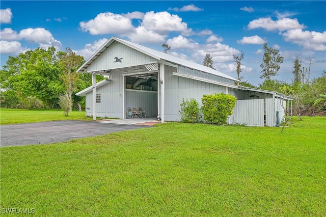 view of home's exterior featuring a yard