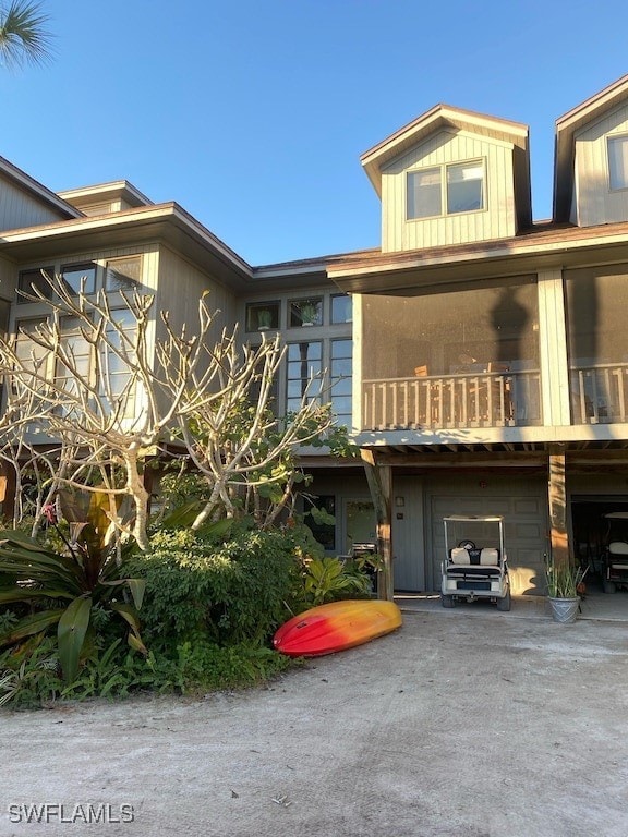 view of building exterior featuring a garage