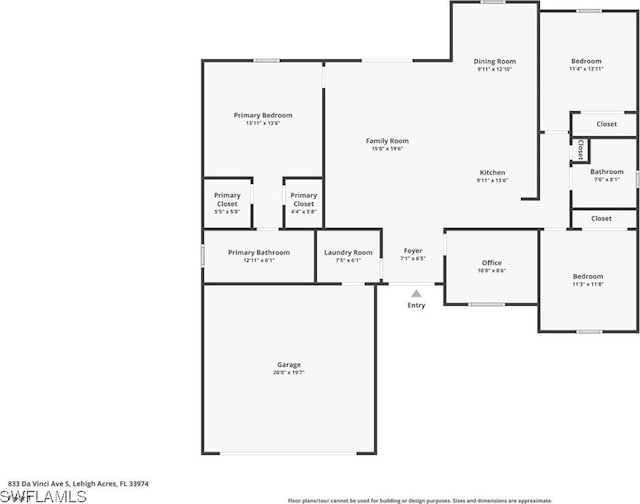 1155 Ermine St E, Lehigh Acres, FL 33974 - view of property floor plan