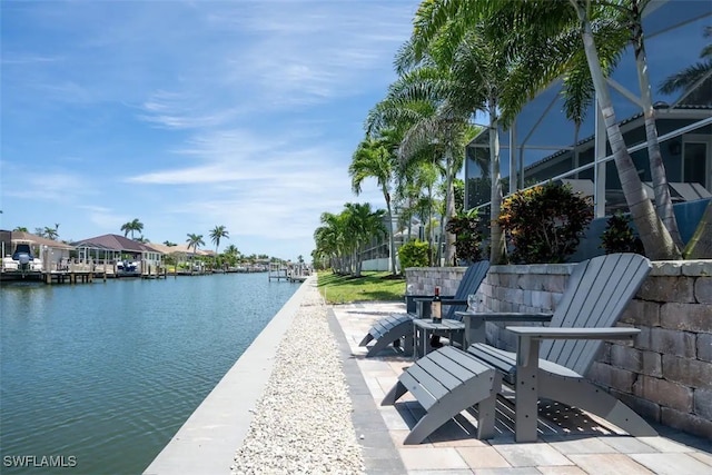 exterior space featuring a water view