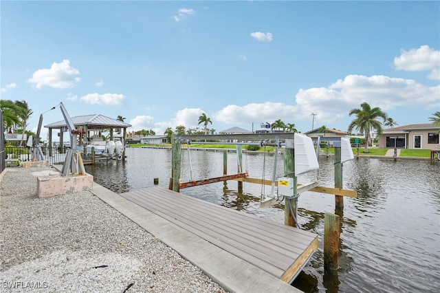 view of dock featuring a water view