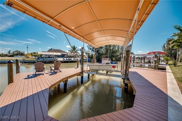 view of dock featuring a water view