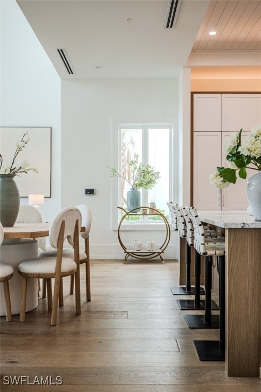 interior space with light hardwood / wood-style floors