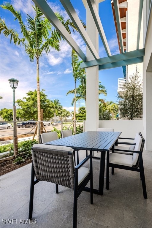 view of patio / terrace featuring a pergola