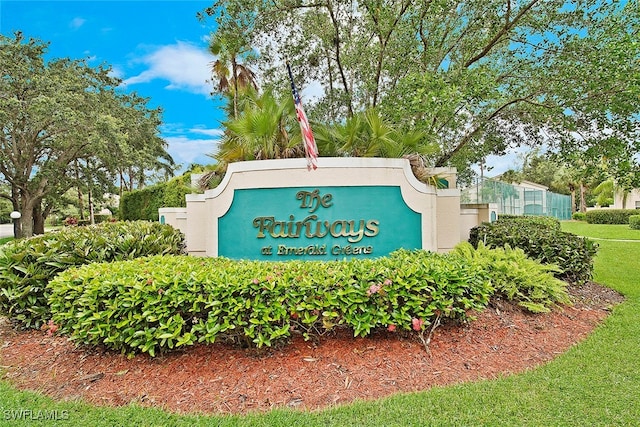 view of community sign