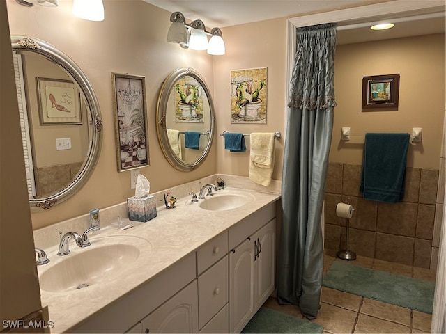 bathroom featuring vanity and tile patterned floors