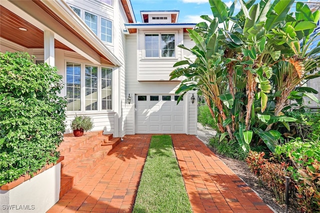 exterior space featuring a garage