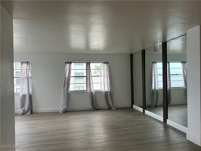 unfurnished room featuring wood-type flooring and plenty of natural light