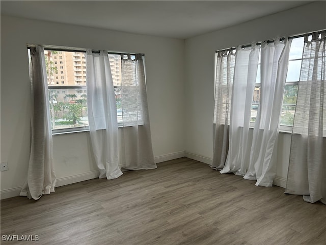 spare room featuring a wealth of natural light and wood-type flooring