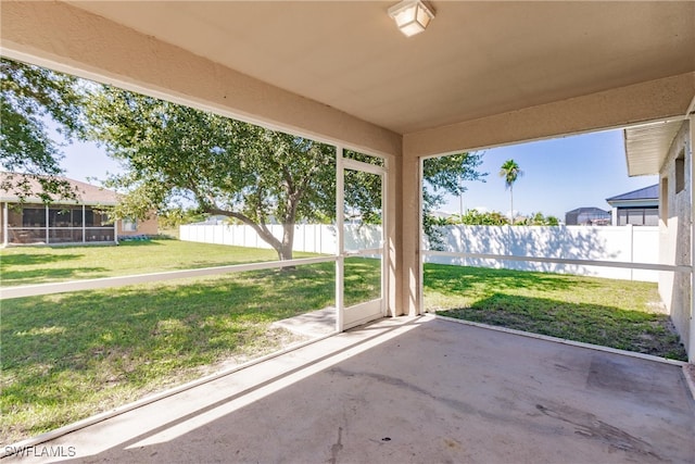 view of unfurnished sunroom