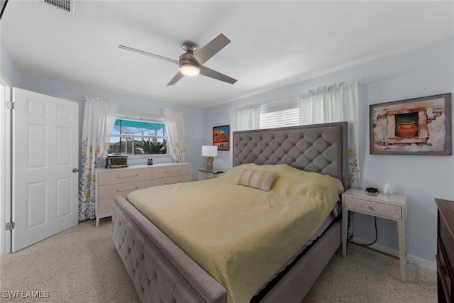 bedroom featuring ceiling fan