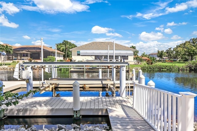 dock area featuring a water view