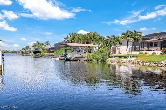 water view featuring a boat dock