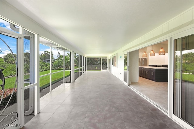 view of unfurnished sunroom