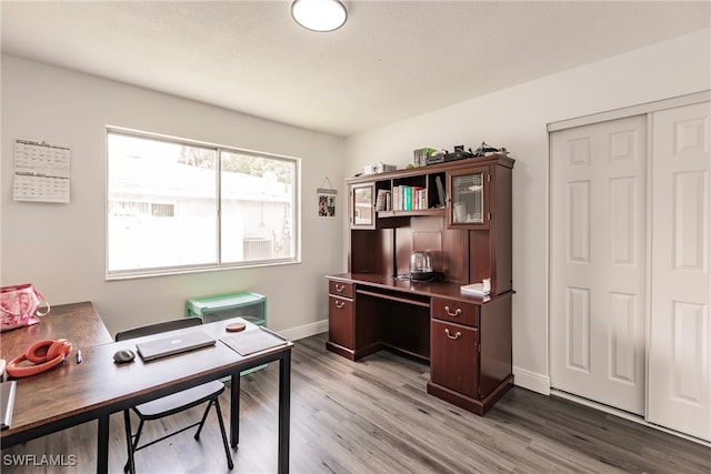 home office featuring light hardwood / wood-style flooring