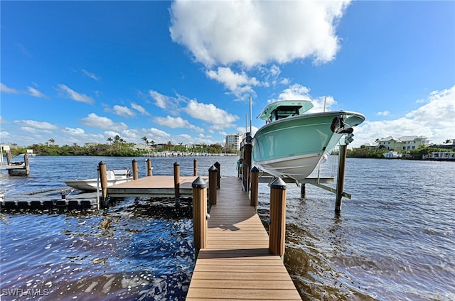 view of dock featuring a water view