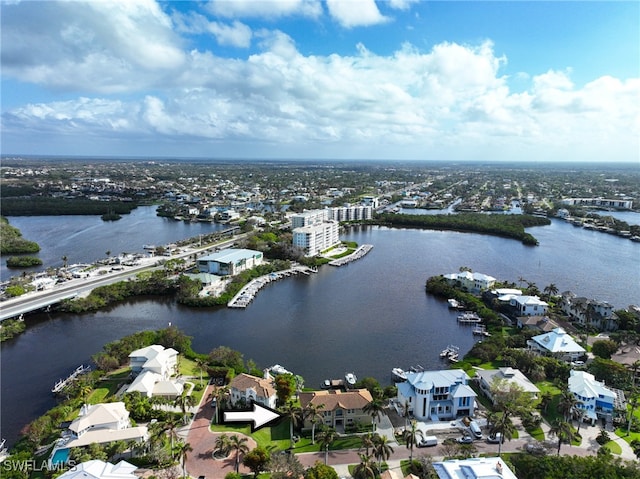 bird's eye view featuring a water view