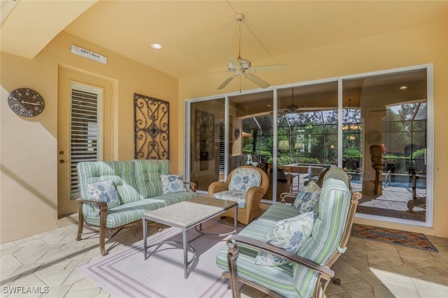 view of patio / terrace with outdoor lounge area and ceiling fan