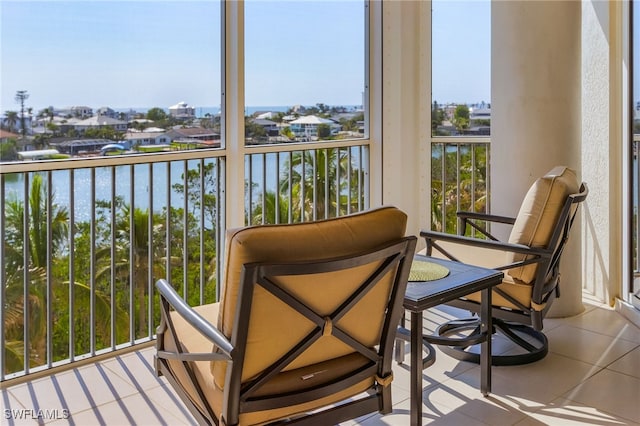 balcony with a water view