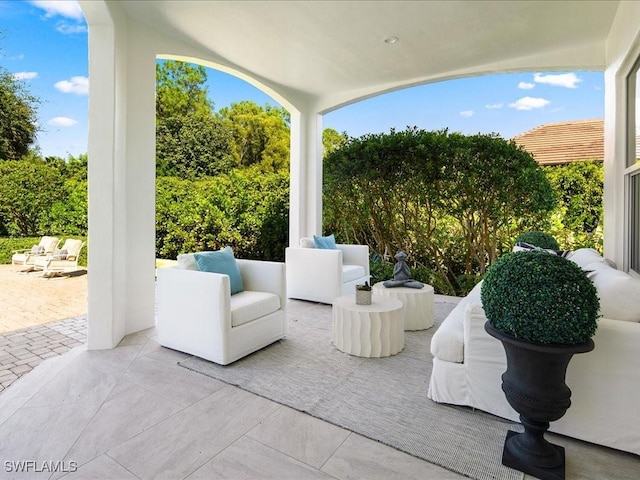 view of patio featuring an outdoor hangout area
