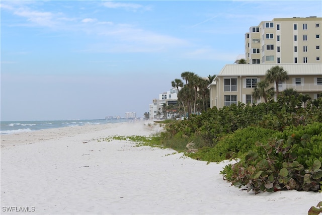 view of water feature with a view of the beach