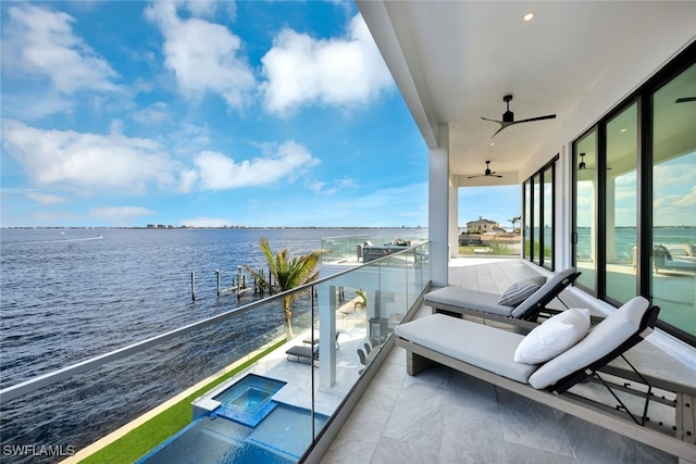 balcony with a water view