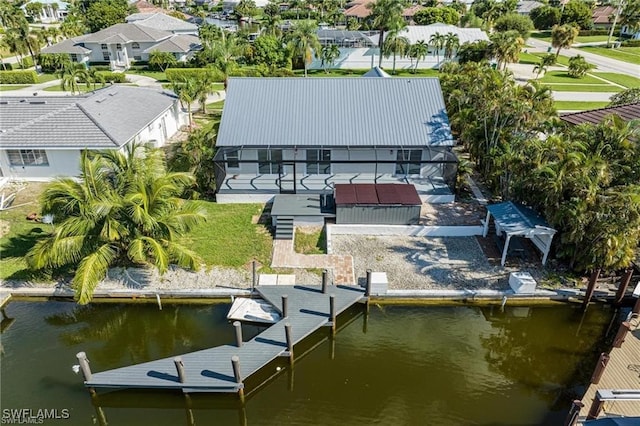 exterior space featuring a water view