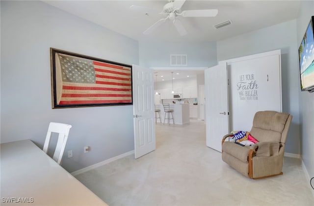 home office featuring ceiling fan