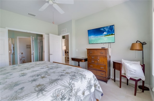 bedroom featuring ceiling fan