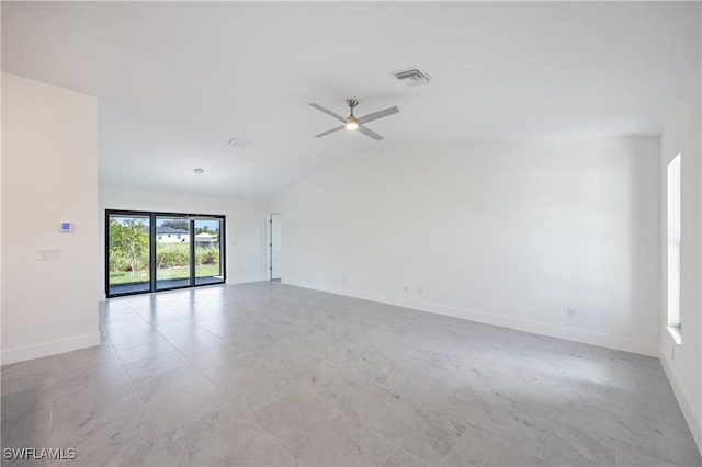 2611 NE 22nd Ave, Cape Coral, FL 33909 - unfurnished room with vaulted ceiling, baseboards, and ceiling fan