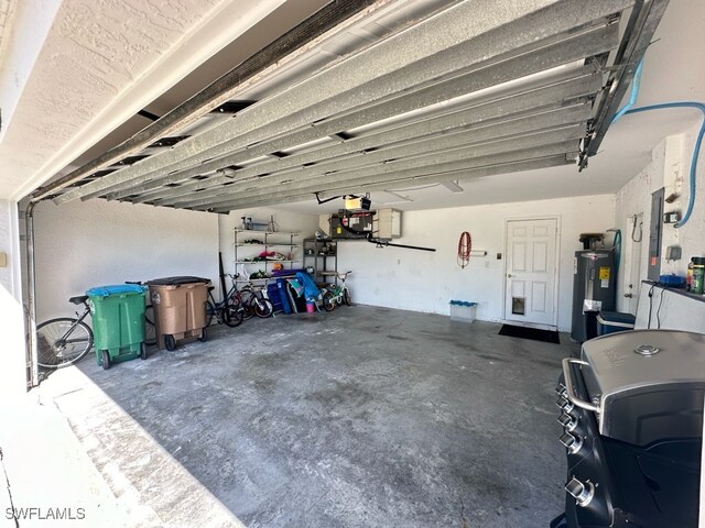 garage with electric water heater