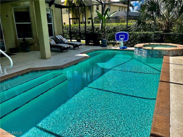 2004 Par Dr, Naples, FL 34120 - view of pool with a patio, a water slide, a pool with connected hot tub, and glass enclosure