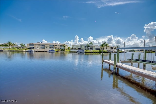 dock area with a water view