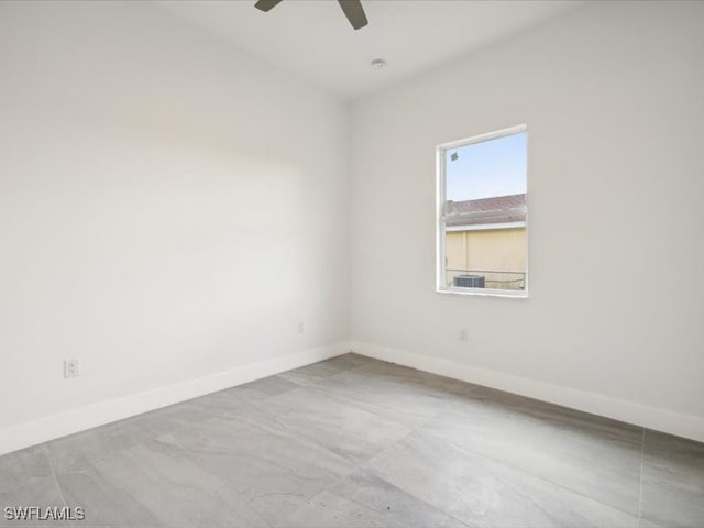 unfurnished room with ceiling fan