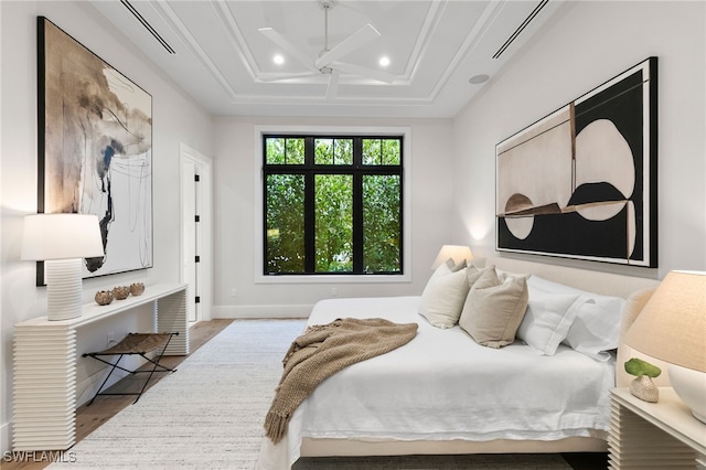 bedroom featuring recessed lighting, baseboards, and wood finished floors
