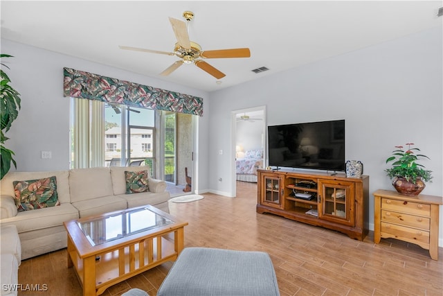 living room featuring light hardwood / wood-style floors