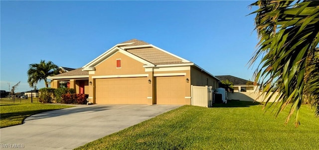 view of front of house featuring a garage and a front yard