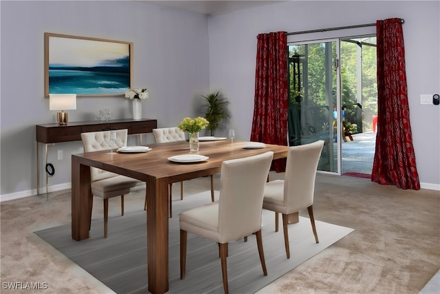 dining area with carpet floors