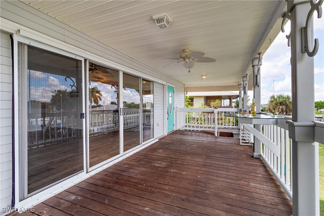 deck featuring ceiling fan