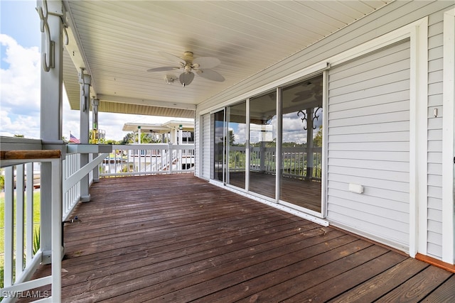 deck featuring ceiling fan