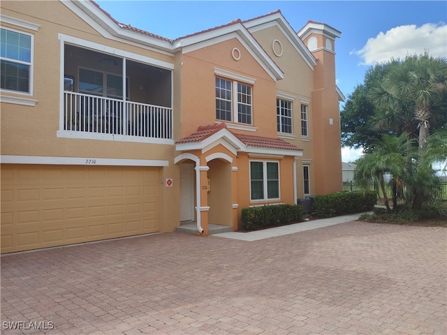 view of front of house with a garage