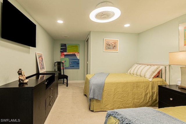 5260 S Landings Dr Unit 605, Fort Myers, FL 33919 - bedroom with light carpet, recessed lighting, and baseboards