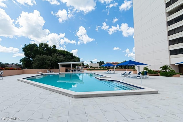 view of pool featuring a patio area