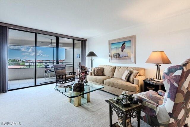 living room featuring carpet flooring